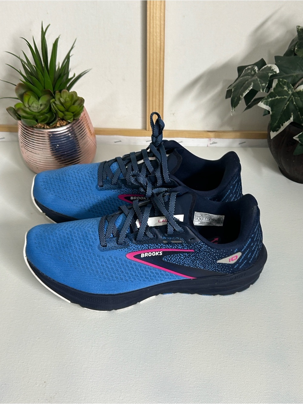 Brooks Women's Blue Running Shoes with Pink Accent
